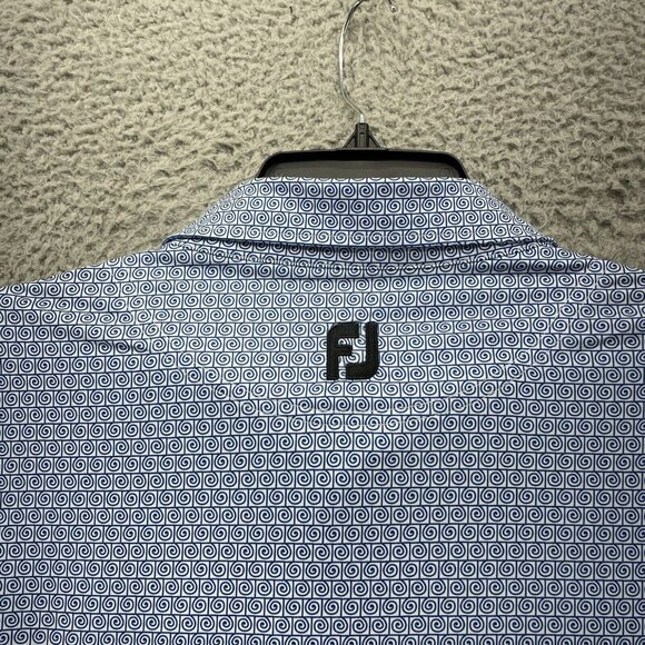 Footjoy FJ Swirl Print Polo Shirt Mens XL Blue Short Sleeve Golf Performance - Picture 9 of 12